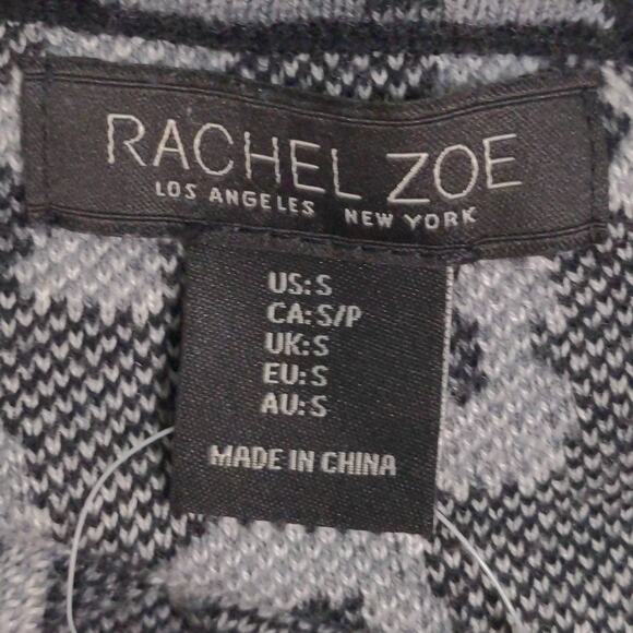 Rachel Zoe Womens Bomber Cardigan Sweater Gray Black Cotton Full Zip Mock Neck S - Picture 6 of 9